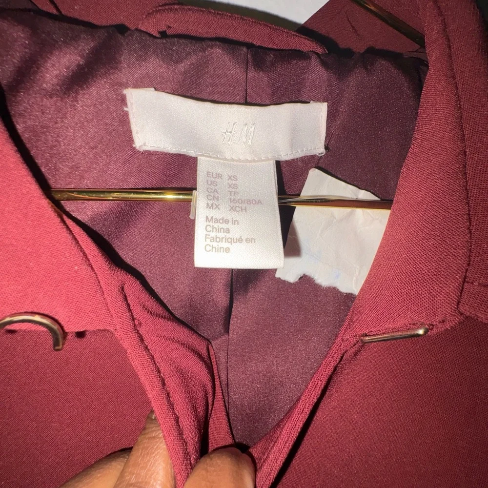 Elegant Burgundy Long Coat | Chic Parisian Style | XS
